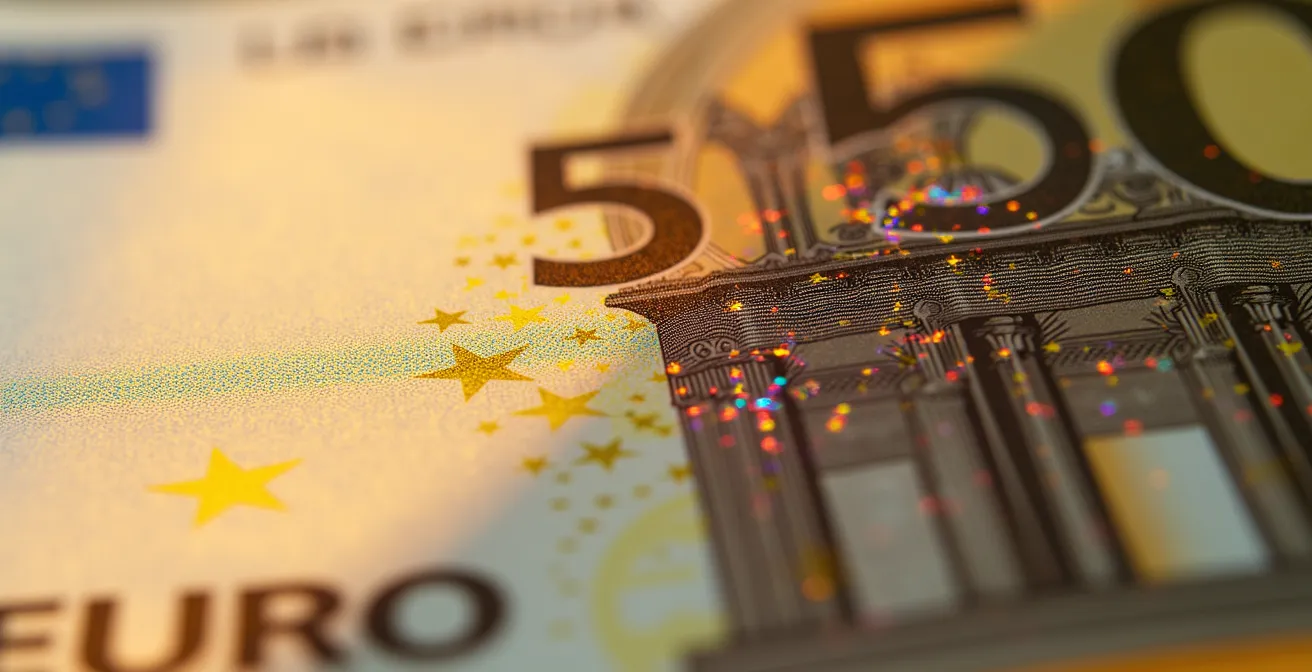 Vue macro de billets euros et graphique ascendant représentant le retour sur investissement
