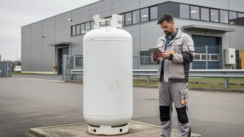Citerne gaz propane professionnelle installée près d'un établissement hôtelier en zone rurale